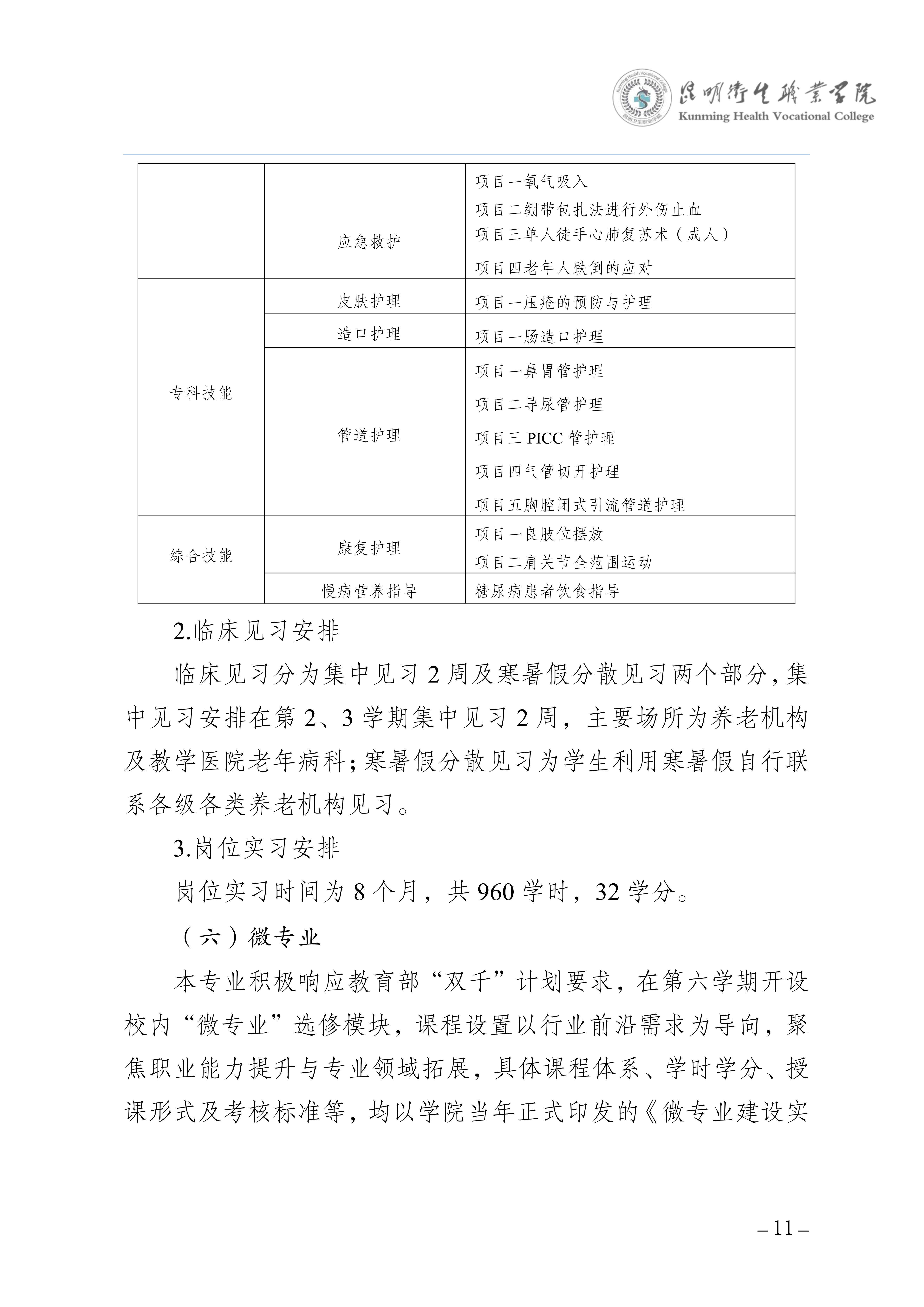 昆明卫生职业学院三年制专科老年保健与管理专业人才培养方案（供2025级三年制专科学生使用）_14.jpg